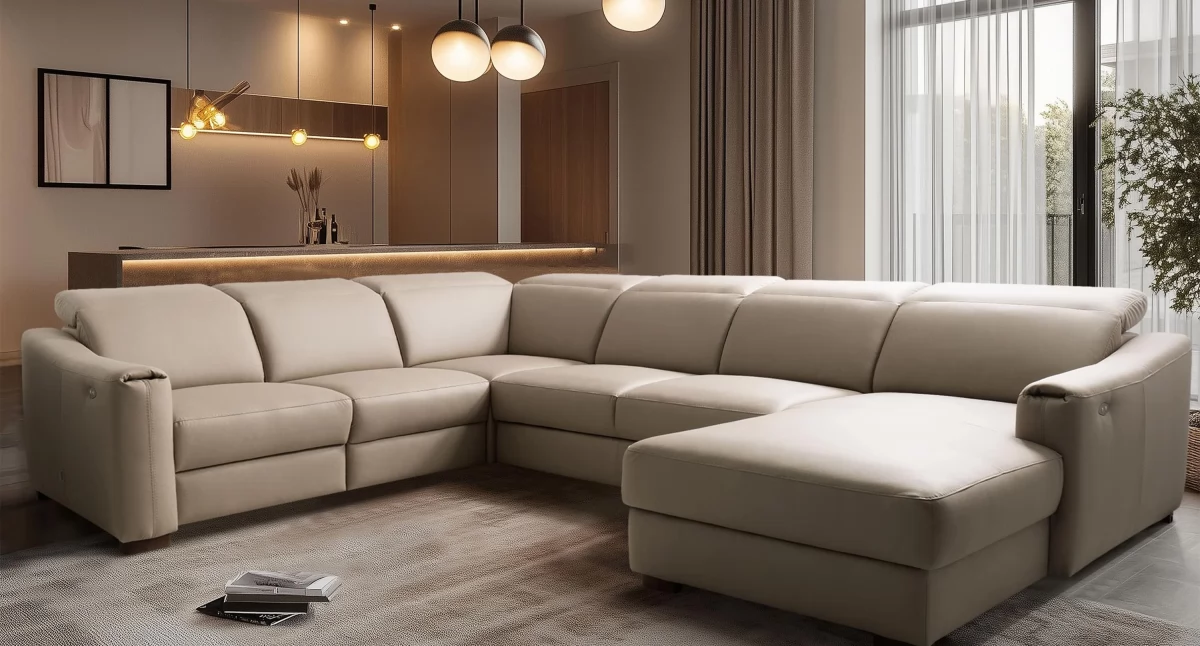 biznes, Maksymalny komfort dużym salonie kiedy zainwestować narożnik kształcie zaaranżować - zdjęcie, fotografia