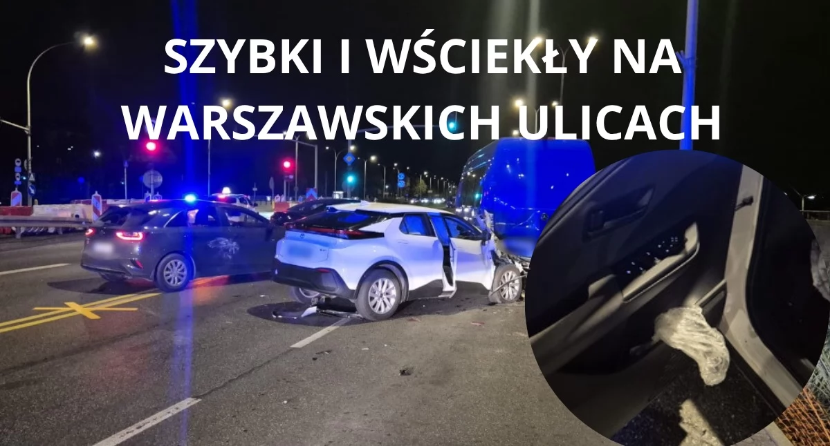 Interwencje, Pędził przez Warszawę staranował radiowóz! uwierzysz znaleźli aucie - zdjęcie, fotografia